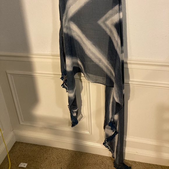 Blue and White Extra Long Scarf - Picture 6 of 15